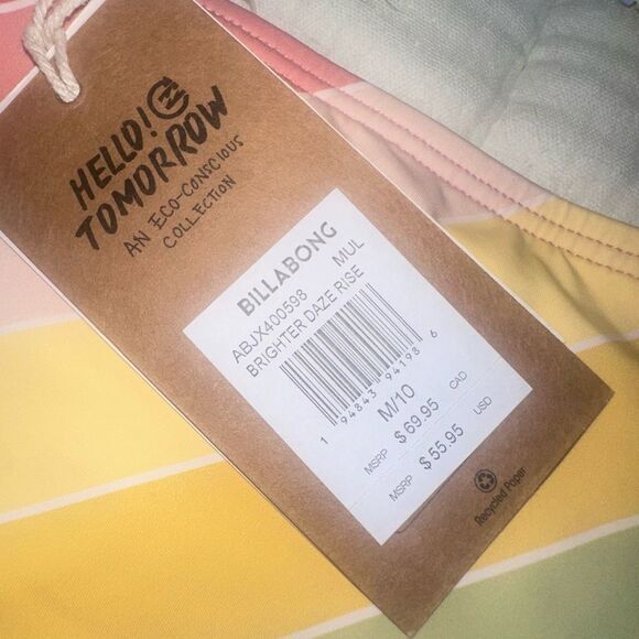 Billabong Bikini Set Brighter Daze Slide Triangle Top & Rise Bottoms Size M NWT - Picture 6 of 10